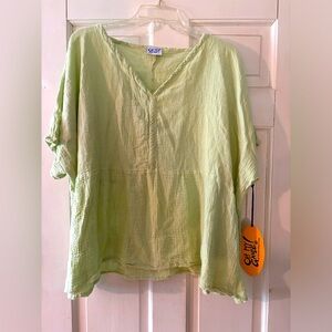 Oh My Gauze oversized O/S women’s cotton shirt- celery color NWT